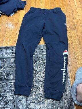 Champion Boys Dark Navy Logo Joggers